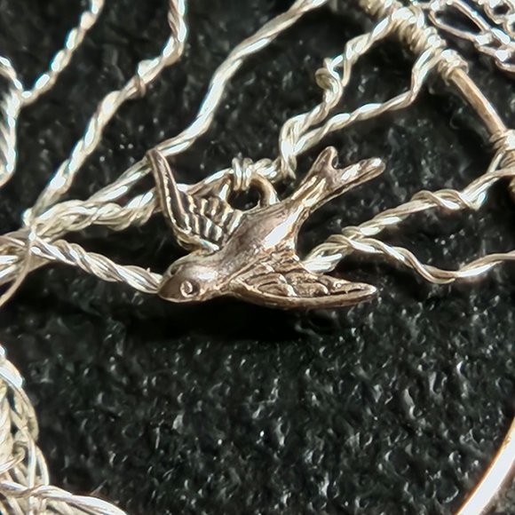 Handmade Tree Of Life Pendant With Bird Charm On Sterling 925 Silver 24" Chain - Picture 3 of 7